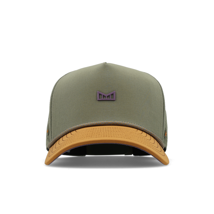 The front view of the melin Split Fit Odysea Rope Bulls Icon Hydro hat in transit