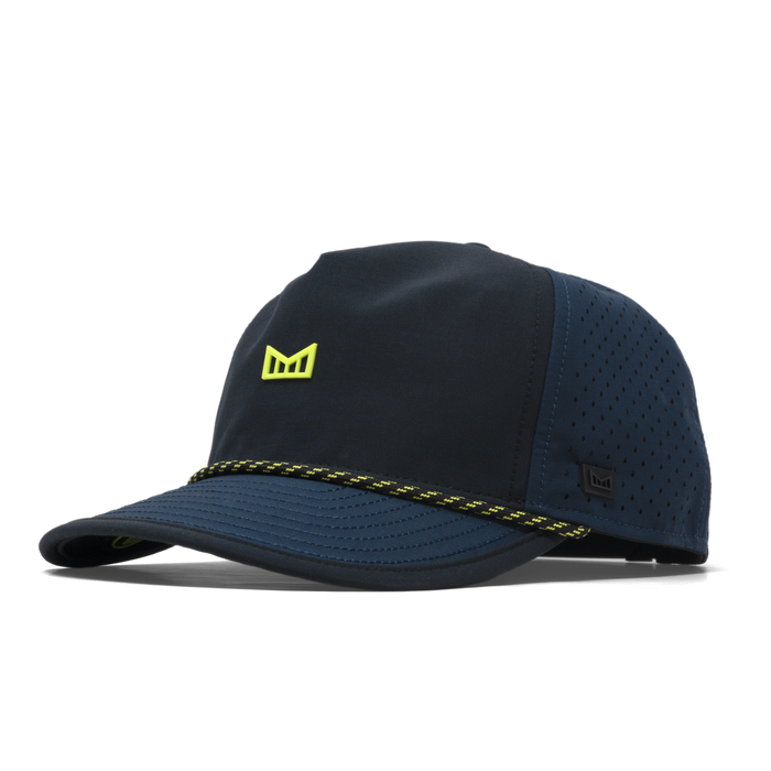 The front, angled view of the melin Split Fit Odysea Rope Bulls Icon MPH Hydro in  Black Iris / Black