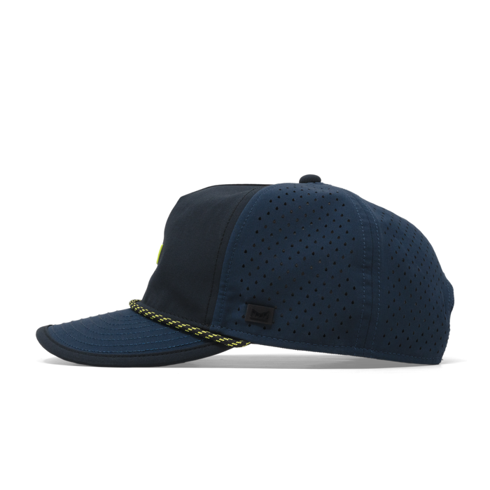 The side view of the melin Split Fit Odysea Rope Bulls Icon MPH Hydro in  Black Iris / Black