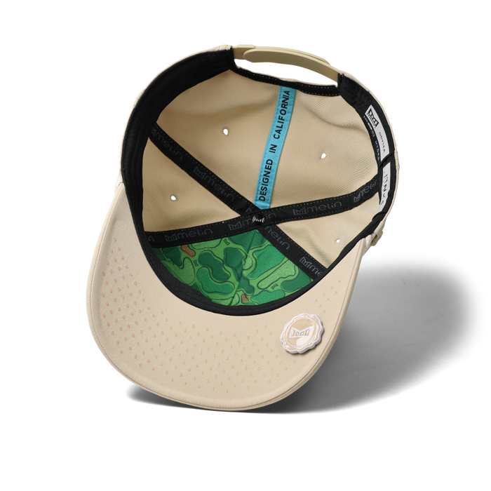 The inside view of the melin Split Fit Odysea Rope Links Hydro hat in khaki