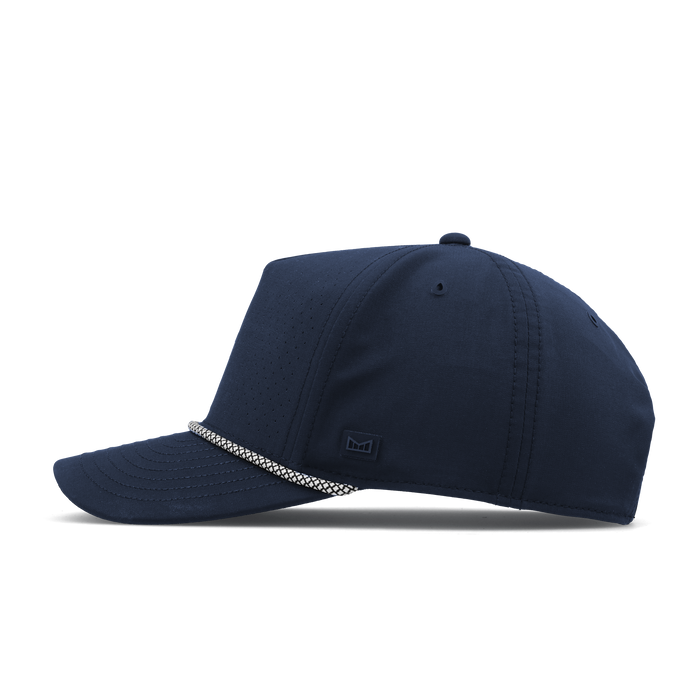 The side view of the melin Split Fit Odysea Rope Links Hydro hat in navy