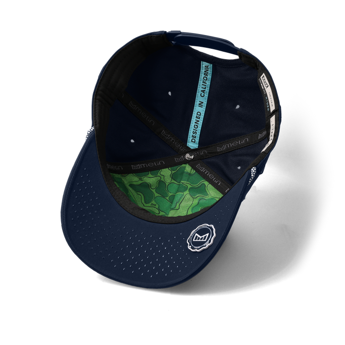 The inside view of the melin Split Fit Odysea Rope Links Hydro hat in navy