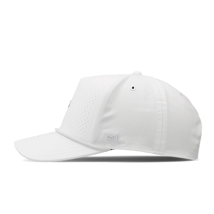 The side view of the melin Split Fit Odysea Rope Links Hydro hat in white