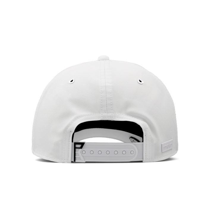 The back view of the melin Split Fit Odysea Rope Links Hydro hat in white