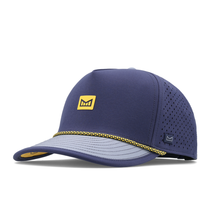 The angled view of the melin Split Fit Odysea Rope Streamline Hydro hat in peacoat