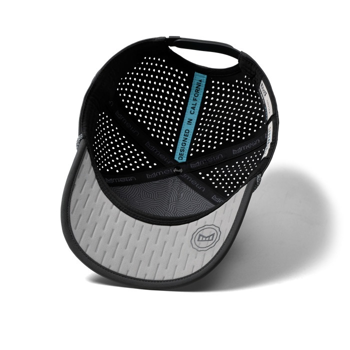 The inside view of the melin Split Fit Odysea Rope Streamline Hydro hat in raven