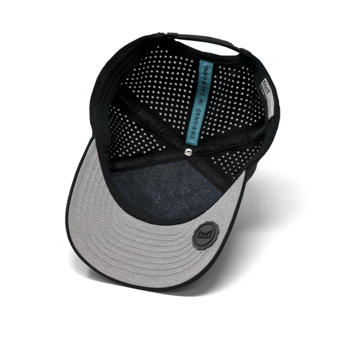 The inside view of the Melin Split Fit Odysea Stacked Hydro hat in black camo