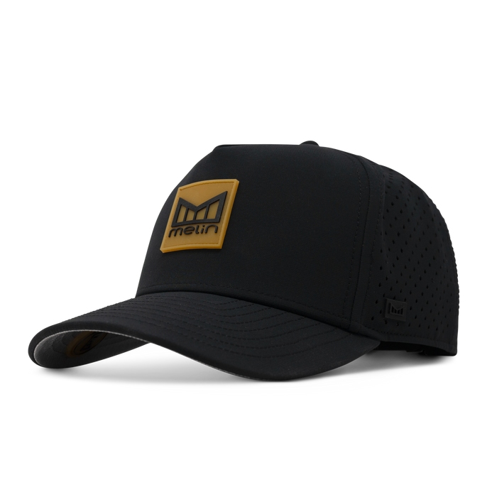 The angled view of melin's Odysea Stacked Hydro - Black / Gum