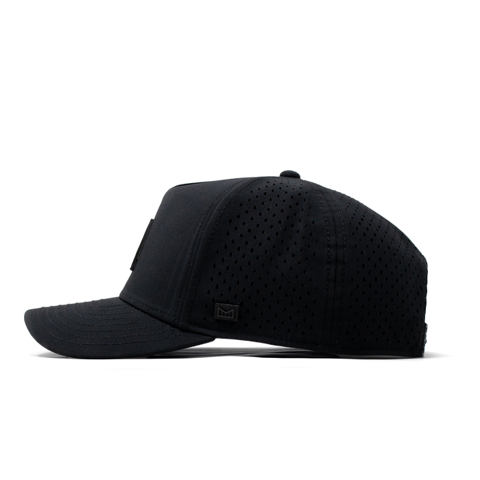 The side view of the Melin Split Fit Odysea Stacked Hydro hat in black