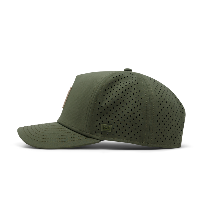 The side view of the melin Odysea Stacked Hydro  Split Fit in  Canopy / Khaki