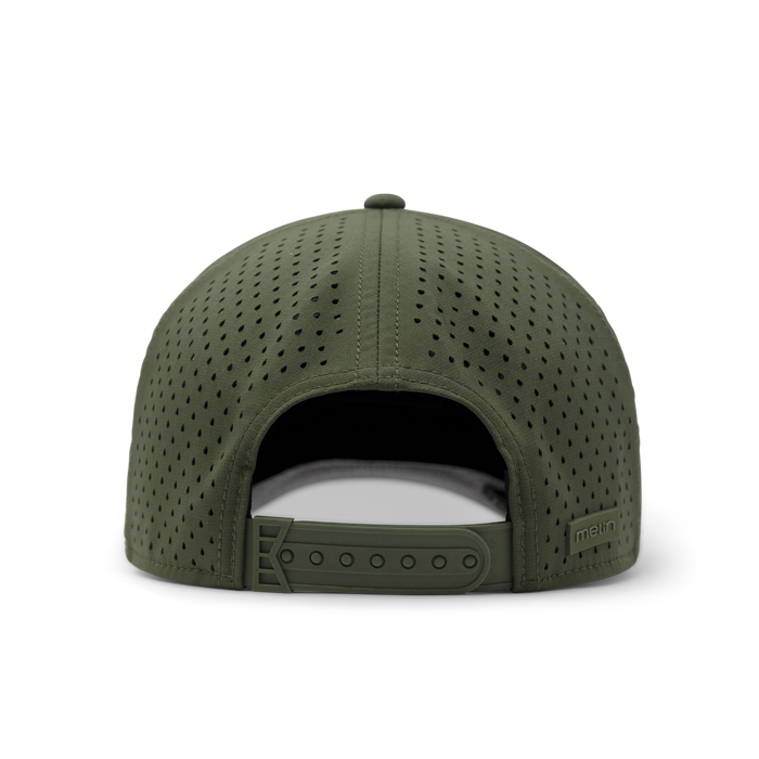 The back view of the melin Odysea Stacked Hydro  Split Fit in  Canopy / Khaki