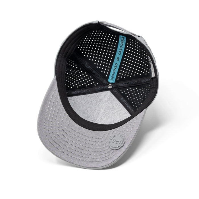 The inside view of the melin Odysea Stacked Hydro  Split Fit in  Heather Grey