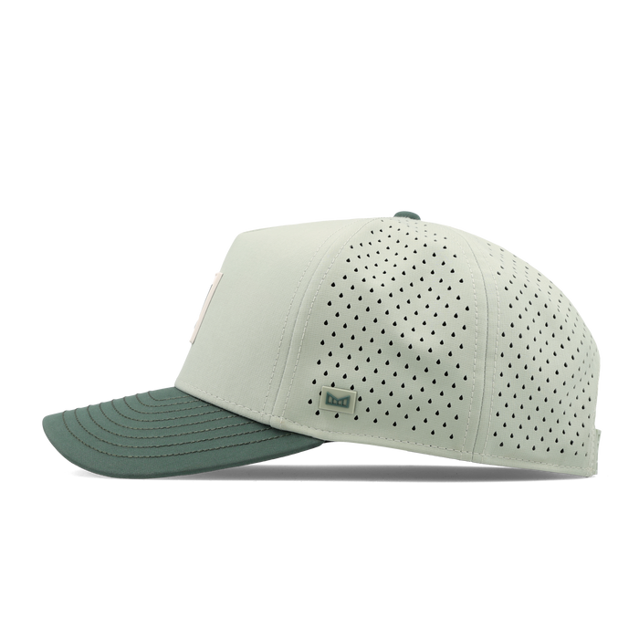 The side view of the Melin Split Fit Odysea Stacked Hydro hat in misty trails