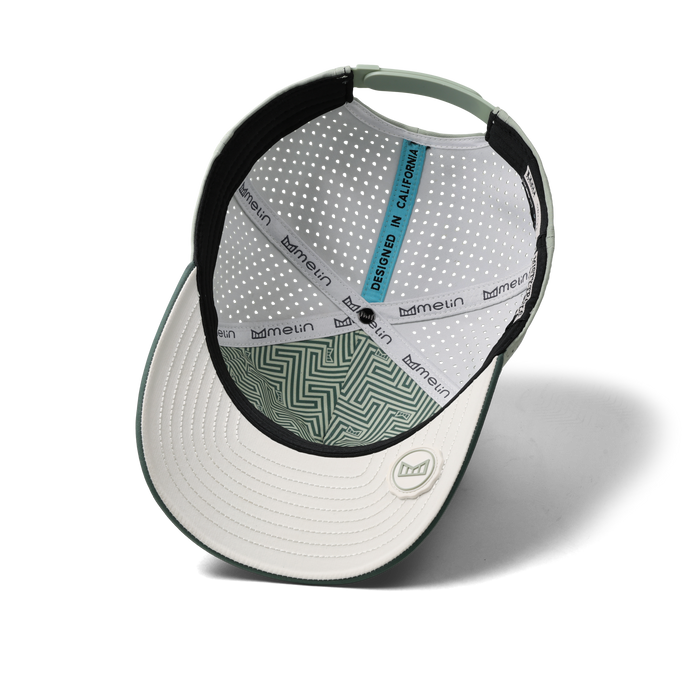The inside view of the Melin Split Fit Odysea Stacked Hydro hat in misty trails