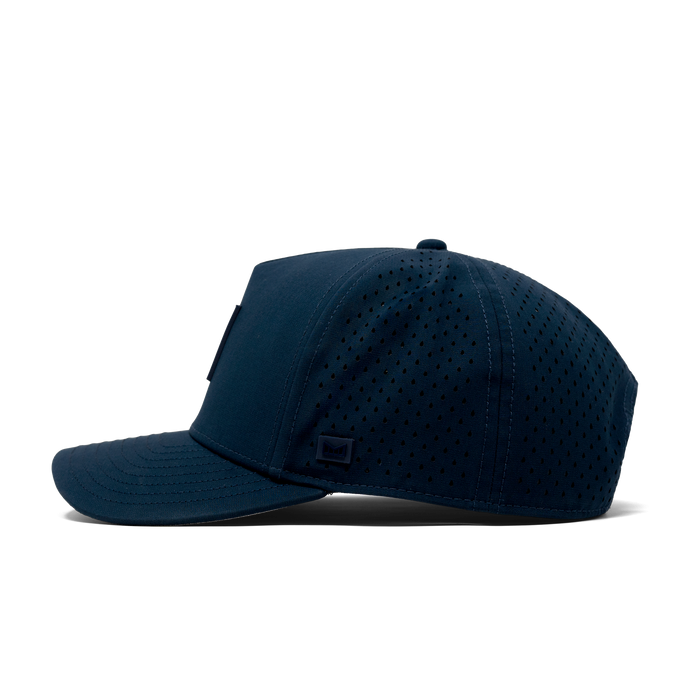 The side of melin's Odysea Stacked Hydro hat in Navy