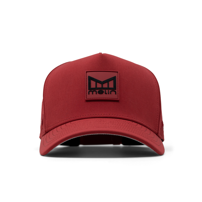 The front view of the melin Odysea Stacked Hydro  Split Fit in  Red
