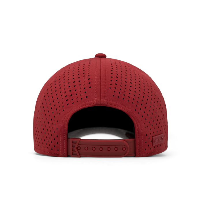 The back view of the melin Odysea Stacked Hydro  Split Fit in  Red