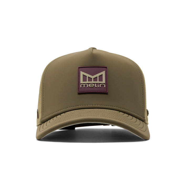 The front view of the melin Odysea Stacked Infinite Thermal  Split Fit in  Dark Olive / Fig