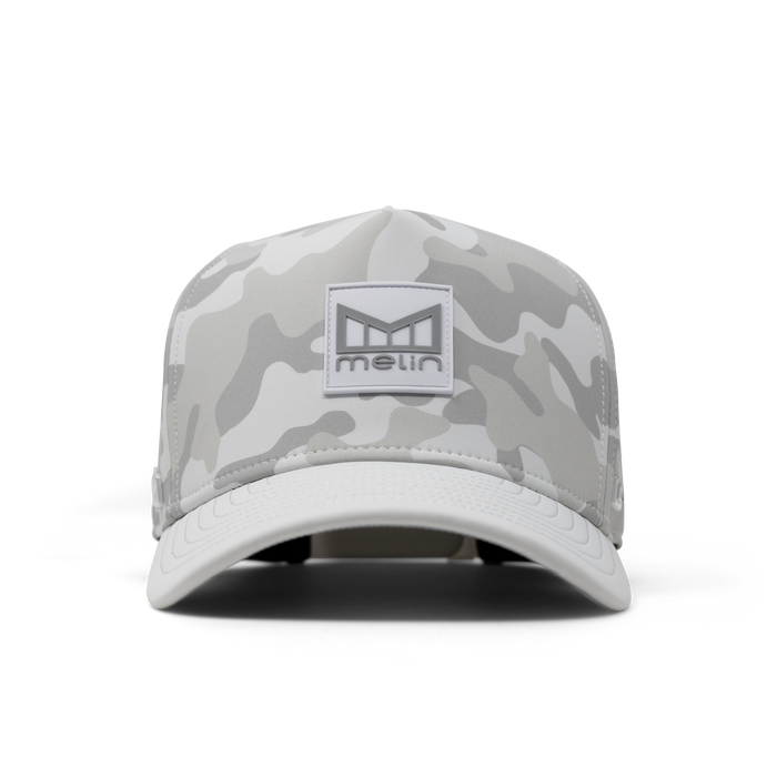 The front view of the melin Odysea Stacked Infinite Thermal  Split Fit in Snow Camo