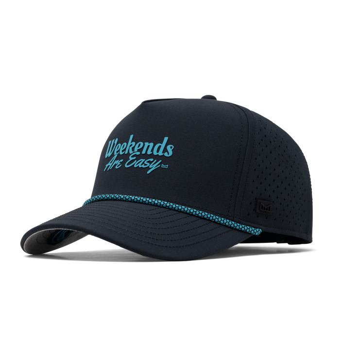 The front, angled view of the melin Split Fit Odysea Weekends Hydro  in Black