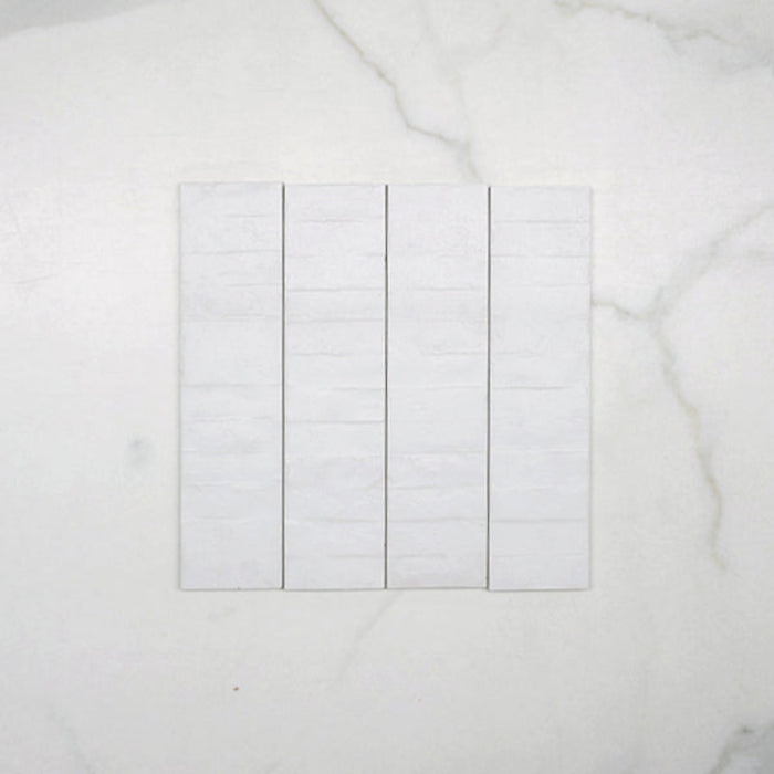 No Hand Off White Olivia Feature Subway Matte 75 x 300mm Porcelain  - The Blue Space
