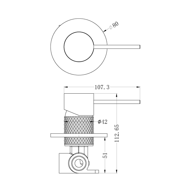 Technical Drawing: Opal Shower Mixer Brushed Nickel