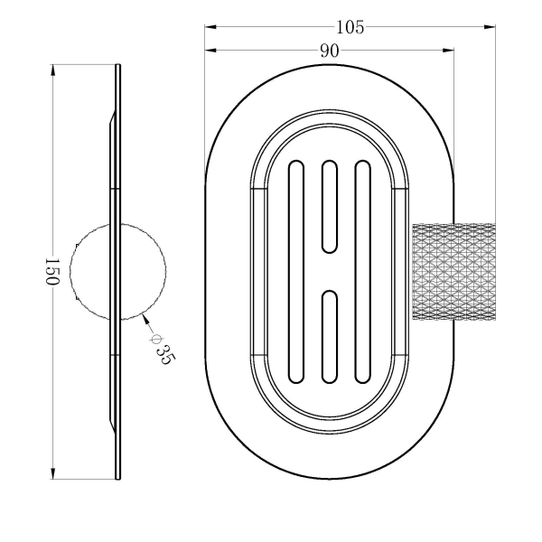Technical Drawing: Nero Opal Soap Dish Holder Brushed Gold