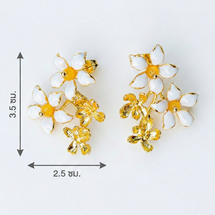 Orange Jasmine Bouquet Earrings | 18K Gold Plated Enamel Studs