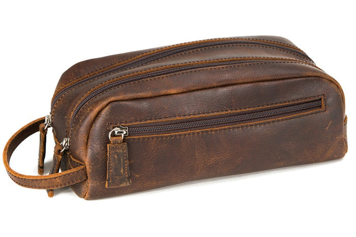 Osgoode Marley Distressed Leather Double Zip Shave Kit 2017D