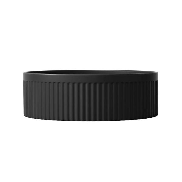 Otti Oxford 395mm Fluted Round Above Counter Basin - Matte Black OT3950MB  - The Blue Space