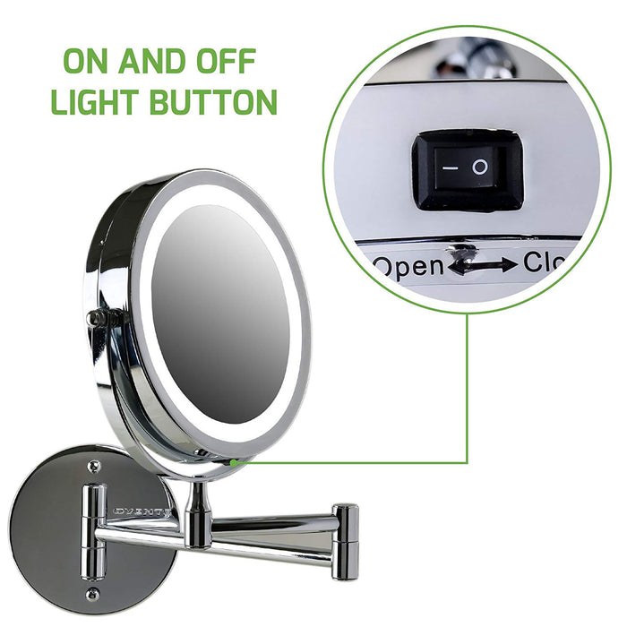 Ovente Wall Mount LED Lighted Makeup Mirror MFW70 Series (1X10X, Polished Chrome)