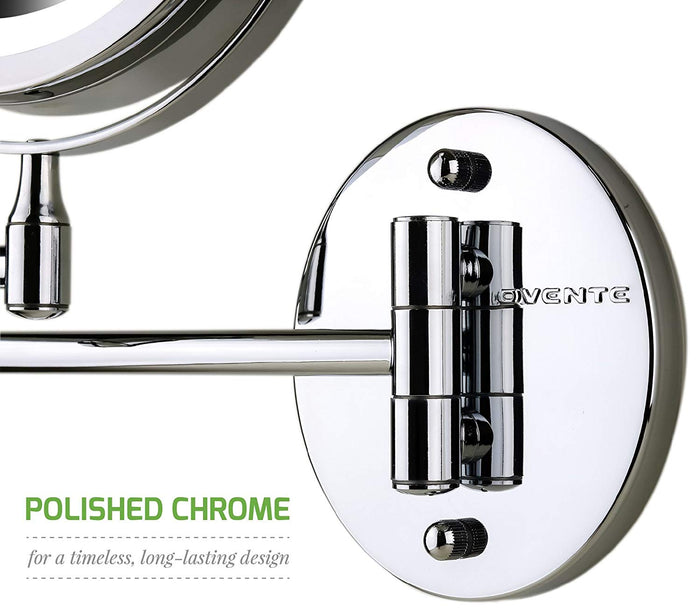 Ovente Wall Mount LED Lighted Makeup Mirror MFW70 Series (1X10X, Polished Chrome)