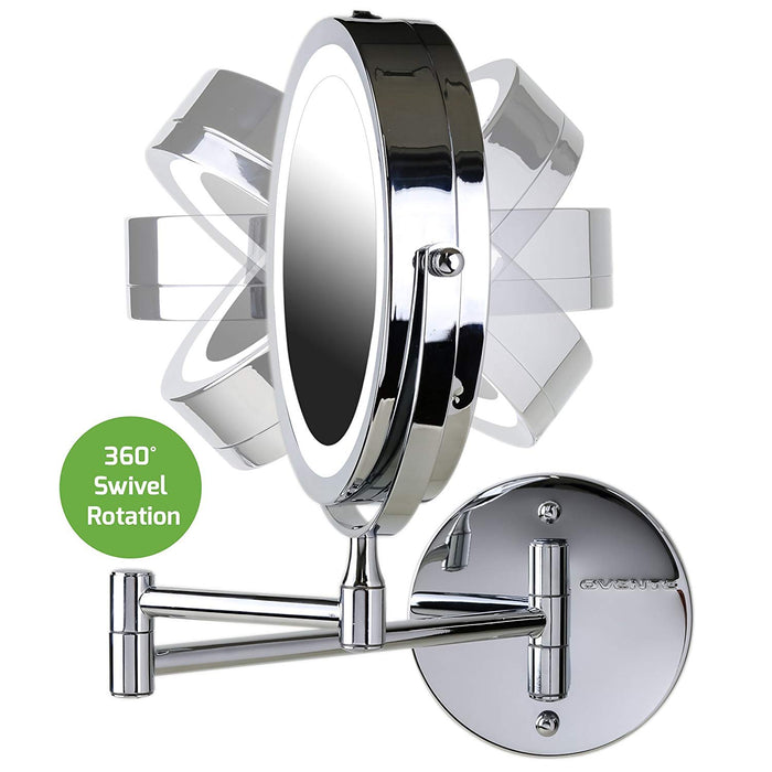 Ovente Wall Mount LED Lighted Makeup Mirror MFW70 Series (1X10X, Polished Chrome)