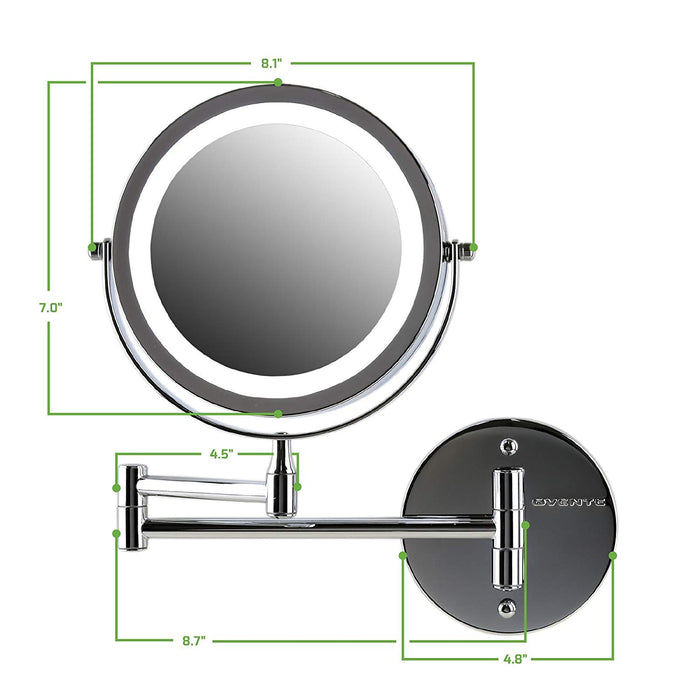 Ovente Wall Mount LED Lighted Makeup Mirror MFW70 Series (1X10X, Polished Chrome)