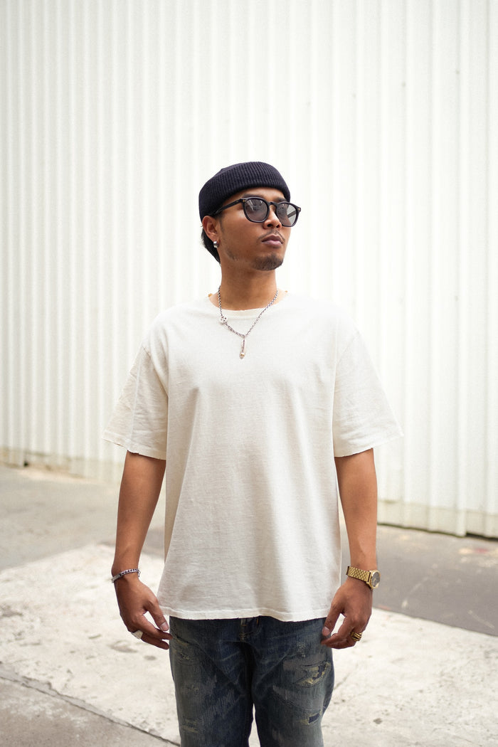 OVERSIZE CROP TEE S/S - AGED CREAM