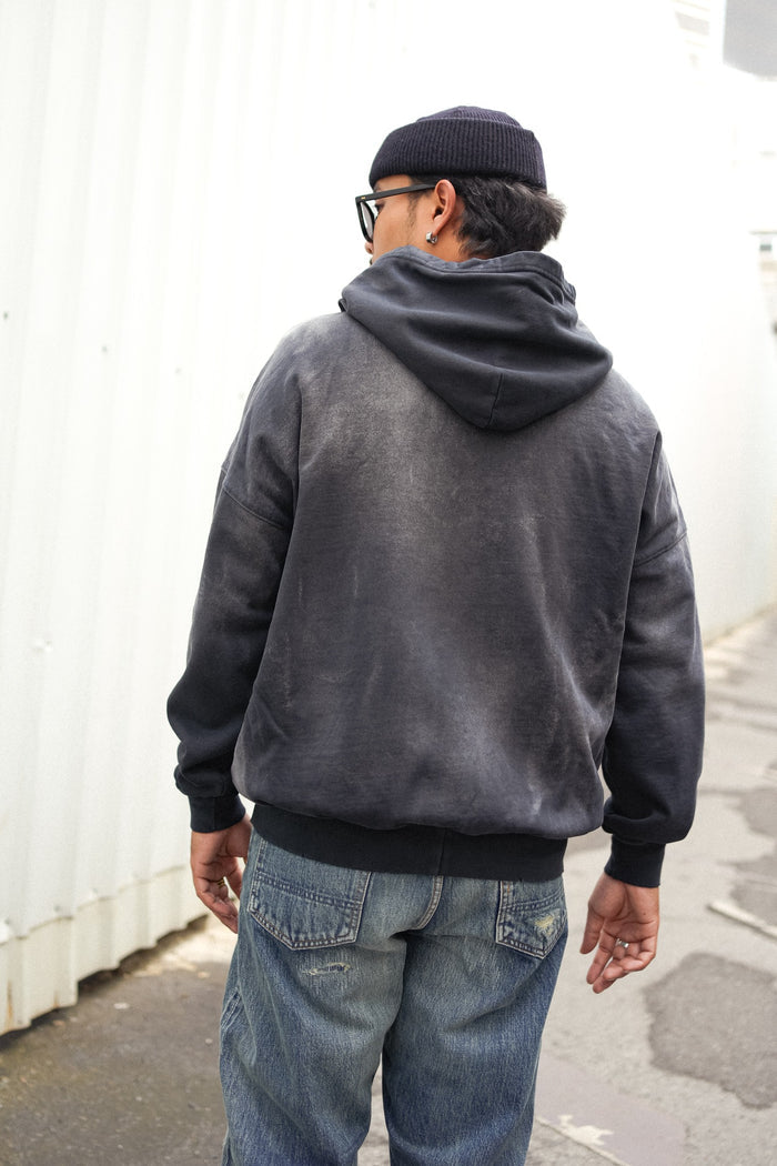 OVERSIZE ZIP-UP HOODIE - AGED BLACK