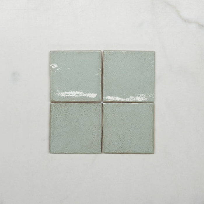 Faces Pale Green Dianna Zellige Tile 100 x 100 x 9mm Spanish Ceramic  - The Blue Space