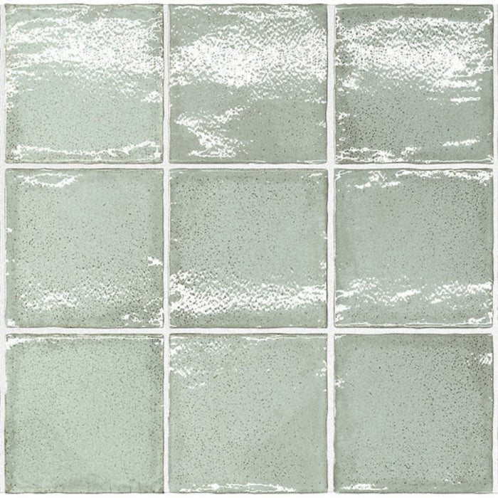 Looks Pale Green Dianna Zellige Tile 100 x 100 x 9mm Spanish Ceramic  - The Blue Space