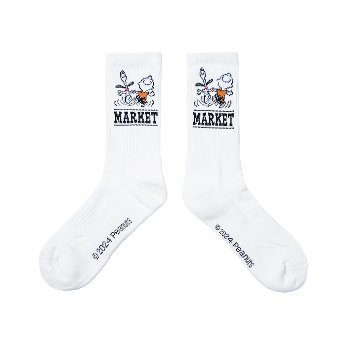 PEANUTS SNOOPY CHARLIE DANCE SOCKS - ECRU
