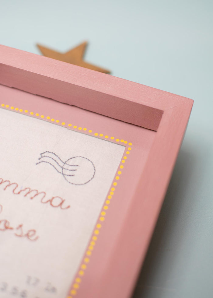 Personalized Birth Frame – Embroidered Baby Birth Stats Keepsake