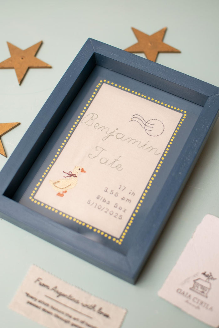 Personalized Birth Frame – Embroidered Baby Birth Stats Keepsake
