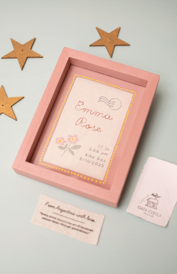 Personalized Birth Frame – Embroidered Baby Birth Stats Keepsake