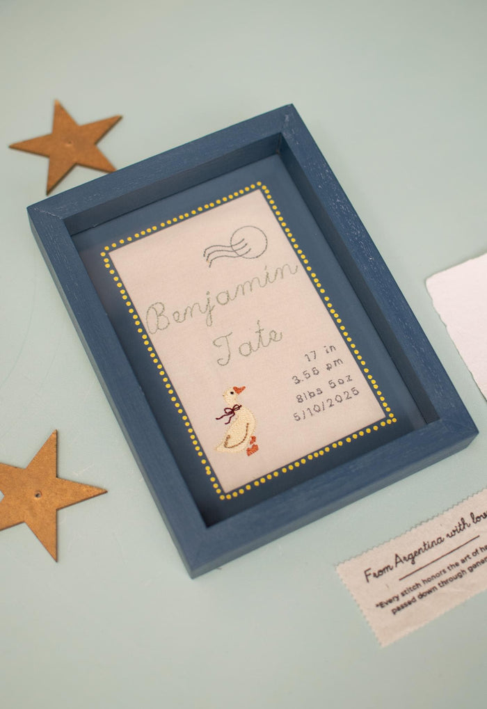 Personalized Birth Frame – Embroidered Baby Birth Stats Keepsake