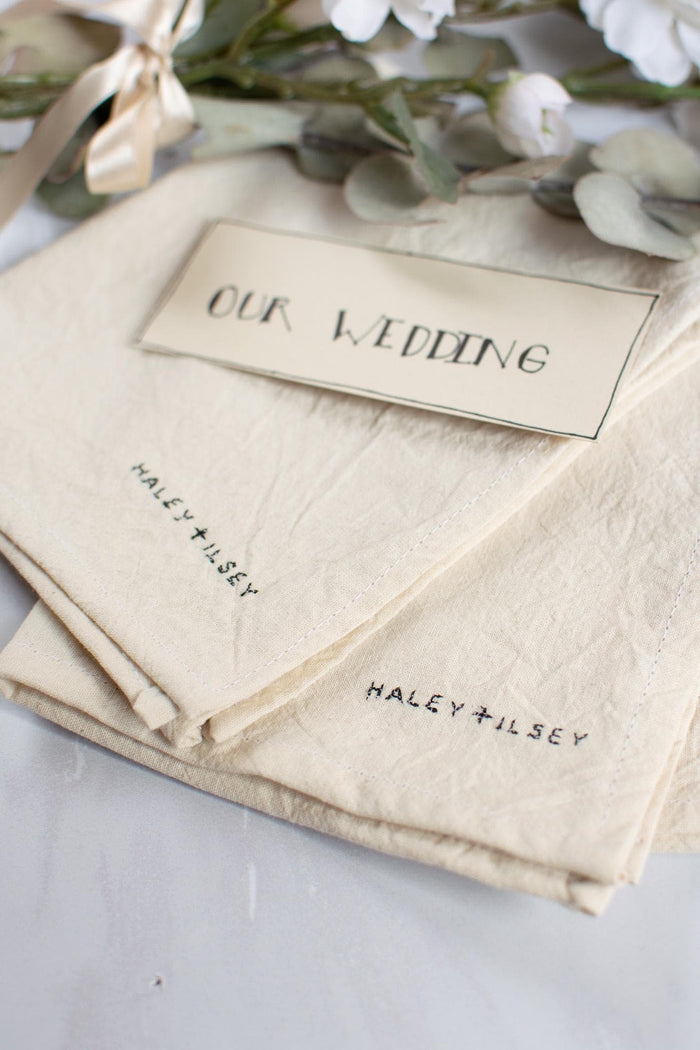 Personalized Embroidered Wedding Napkins – Custom Wedding Table Linens
