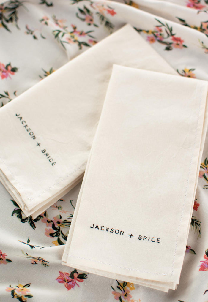 Personalized Embroidered Wedding Napkins – Custom Wedding Table Linens
