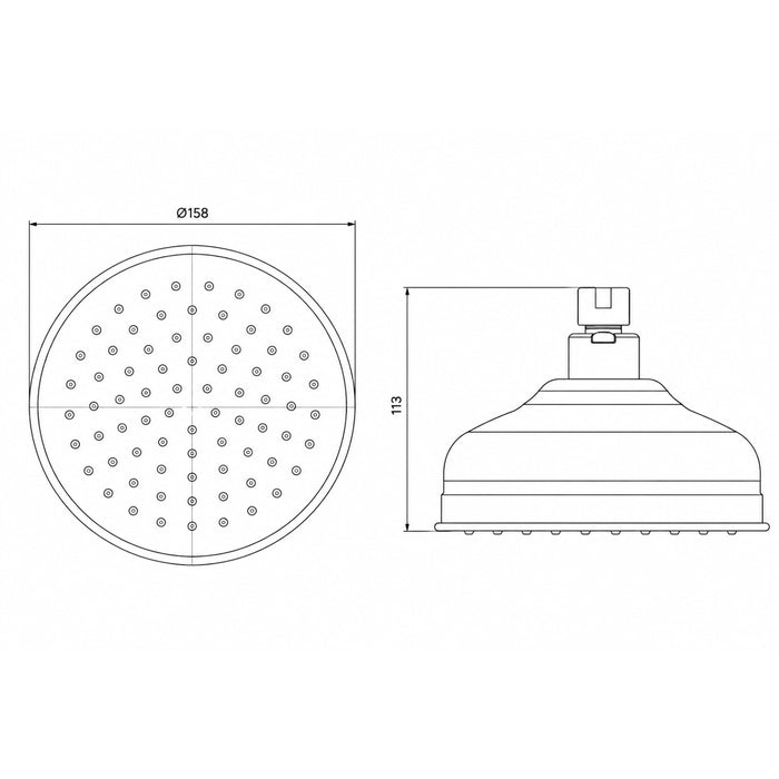 Line Drawing Phoenix Cromford Shower Rose Brushed Gold 134-5000-12 - The Blue Space