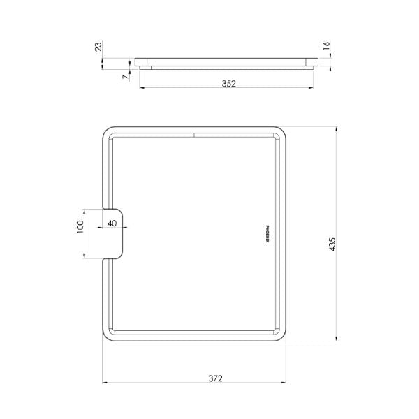 Phoenix Large Chopping Board 426mm x 376mm Ash Wood  The Blue Space - line drawing