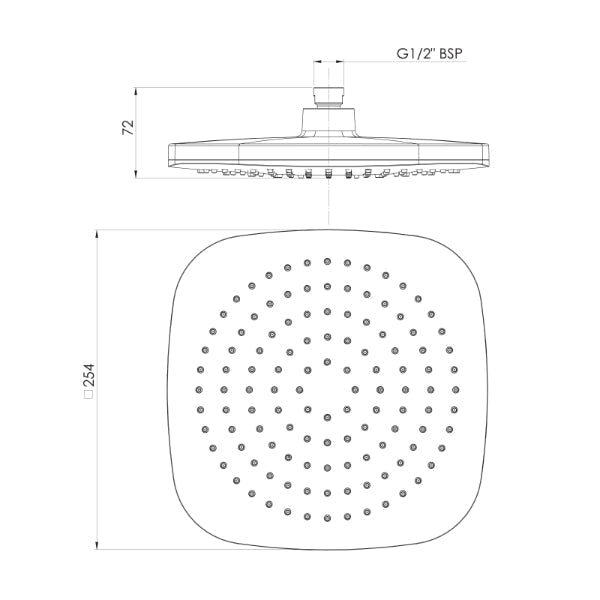 Technical Drawing: Phoenix Nuage Shower Rose Matte White