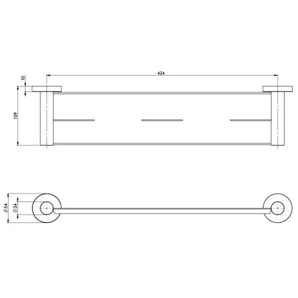 Technical Drawing Phoenix Radii Metal Shelf Round Plate - Brushed Carbon - RA886-31 - The Blue Space