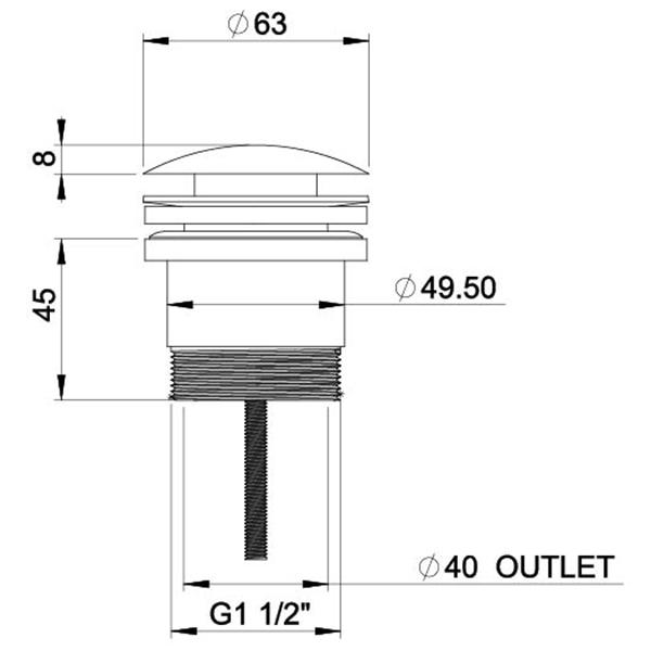 Phoenix Universal Pop-up Plug & Waste (40mm) Gun Metal